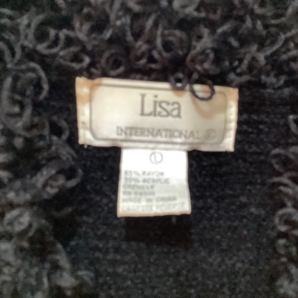 Beautiful Lisa International black/white sweater fringe neck EUC - Picture 7 of 11